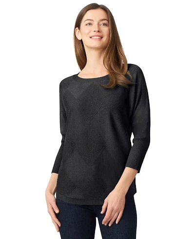 Melissa Paige Women's Boat-Neck Diamond-Knit Dolman-Sleeve Sweater