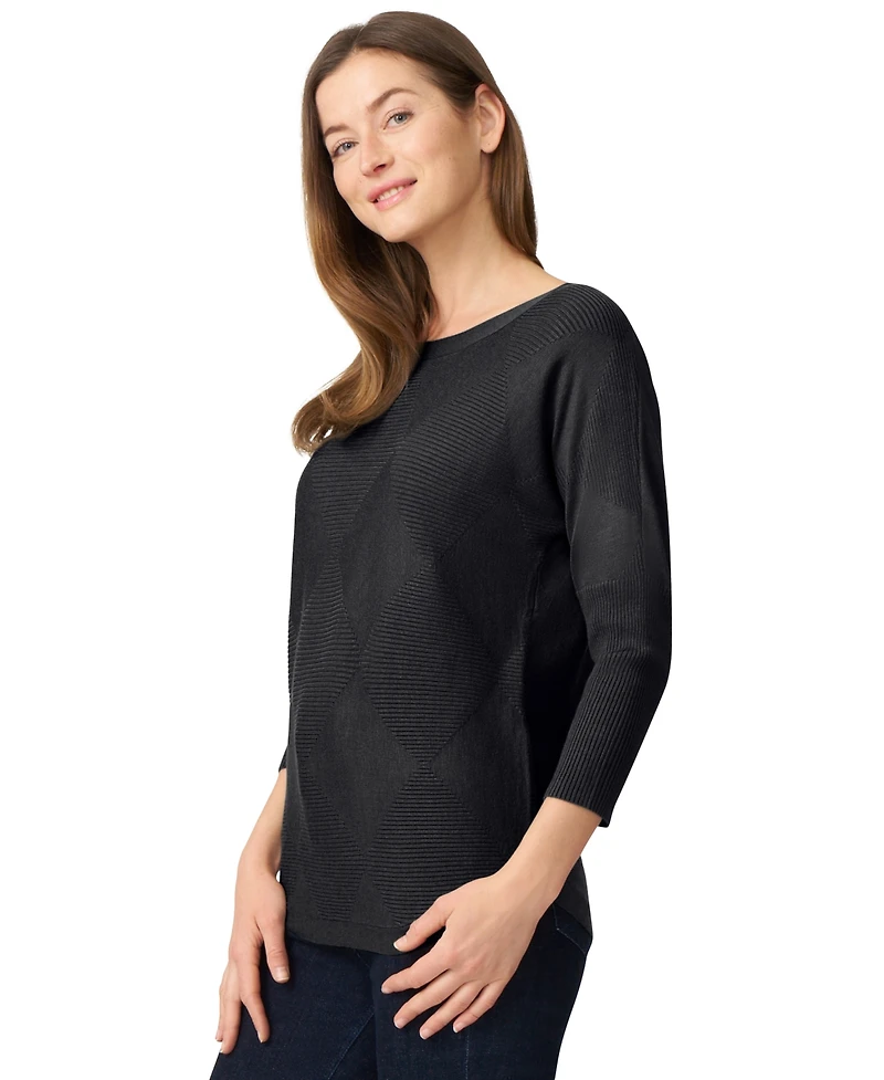 Melissa Paige Women's Boat-Neck Diamond-Knit Dolman-Sleeve Sweater