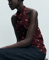 Mango Women's Draped Floral Top