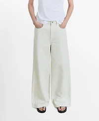 Mango Women's Wide Leg Mid-Rise Jeans