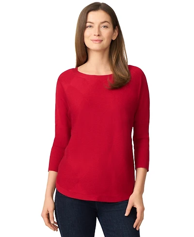 Melissa Paige Women's Boat-Neck Diamond-Knit Dolman-Sleeve Sweater