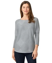 Melissa Paige Women's Boat-Neck Diamond-Knit Dolman-Sleeve Sweater