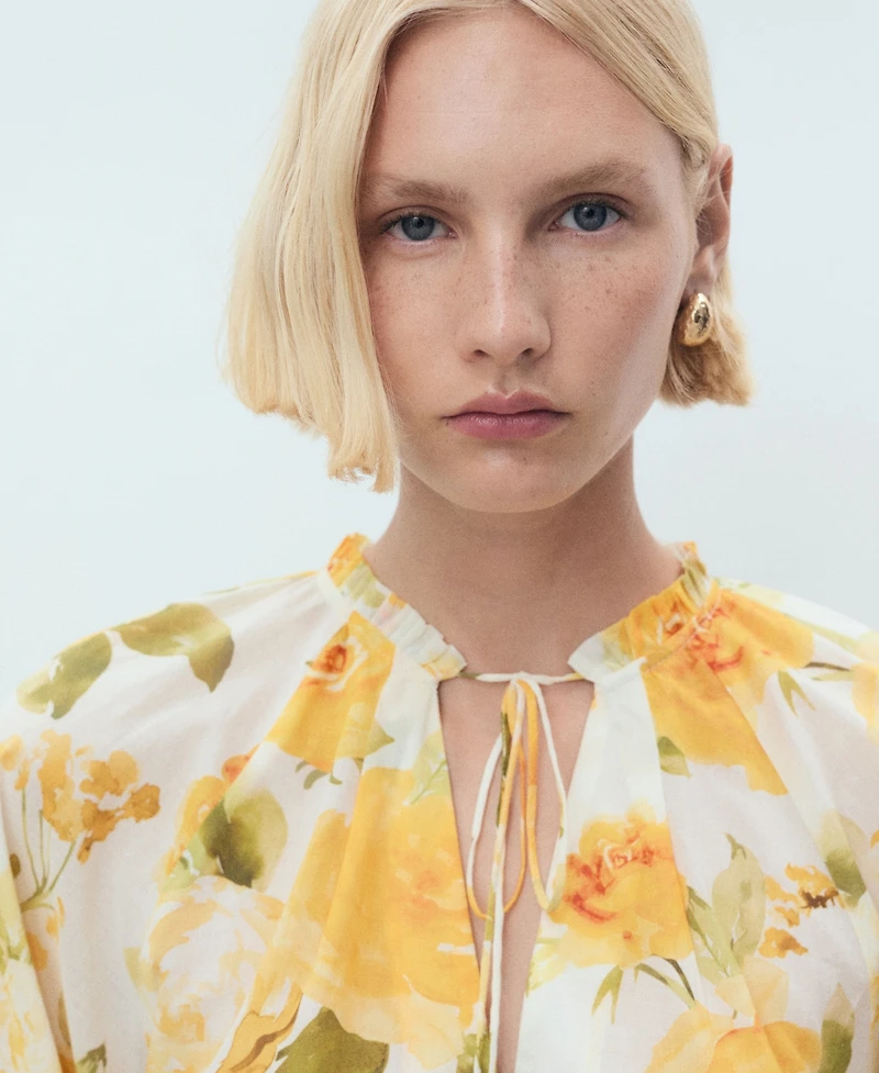 Mango Women's Floral Cotton Blouse