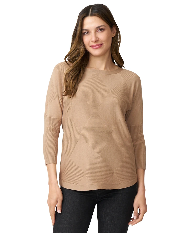 Melissa Paige Women's Boat-Neck Diamond-Knit Dolman-Sleeve Sweater