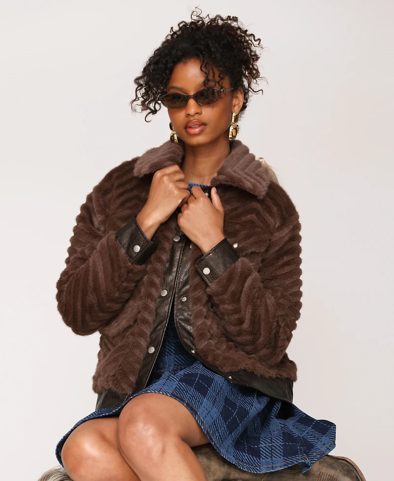 Avec Les Filles Women's Faux-Fur Bomber Jacket