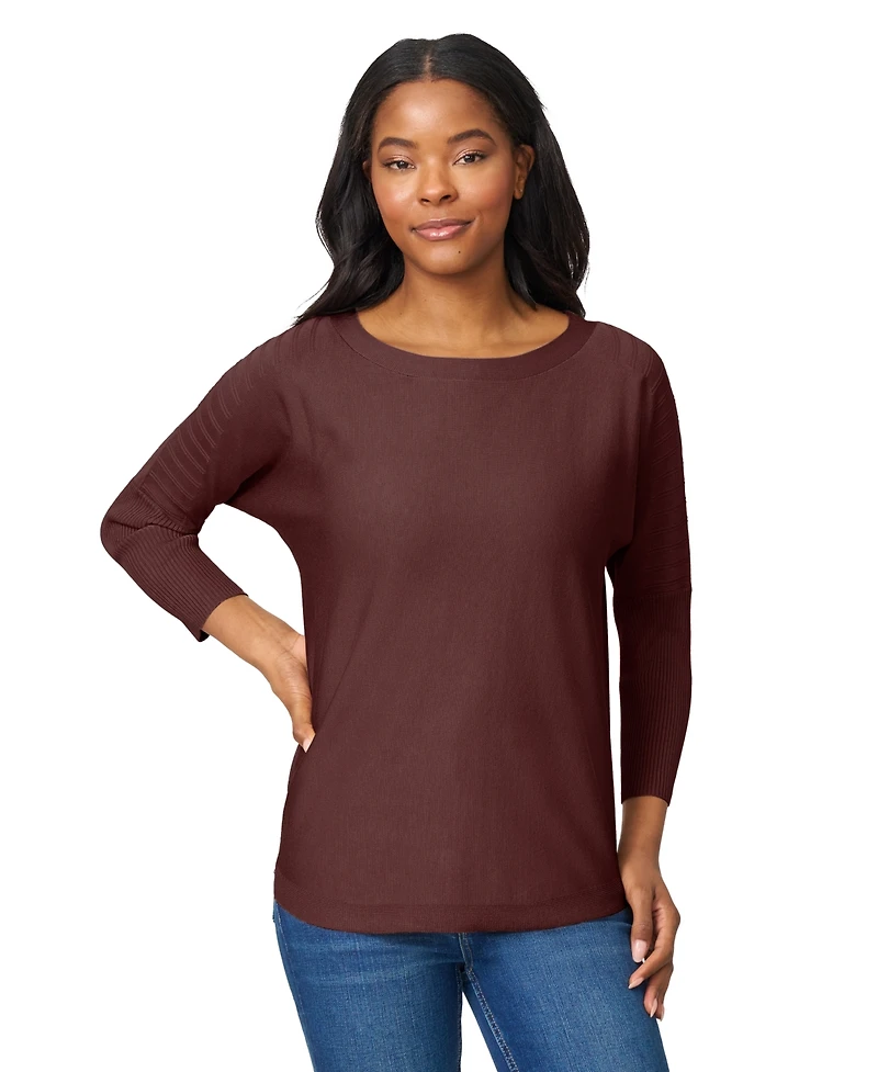 Melissa Paige Women's Boatneck Button-Back Dolman-Sleeve Sweater