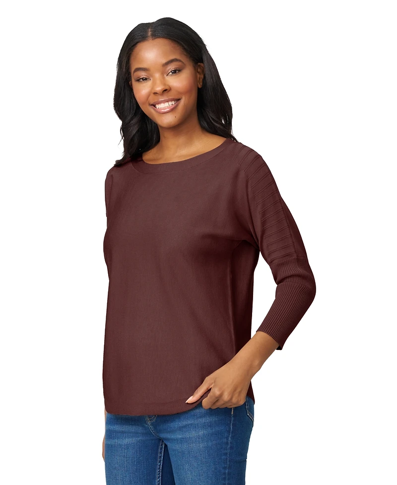 Melissa Paige Women's Boatneck Button-Back Dolman-Sleeve Sweater