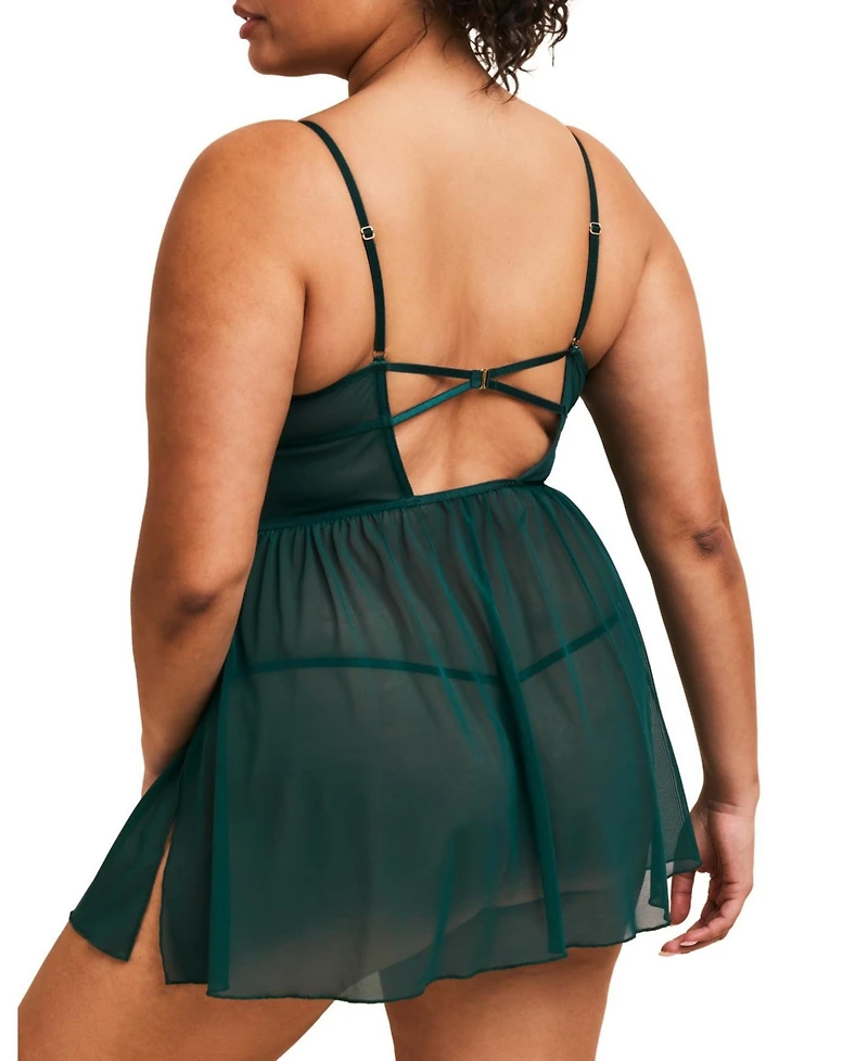 Adore Me Rae Women's Plus-Size Unlined Babydoll & G-String Set Lingerie