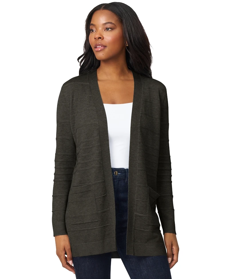 Melissa Paige Women's Ribbed Open-Front Long Cardigan