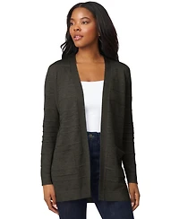 Melissa Paige Women's Ribbed Open-Front Long Cardigan