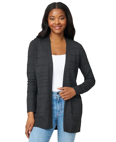 Melissa Paige Women's Ribbed Open-Front Long Cardigan