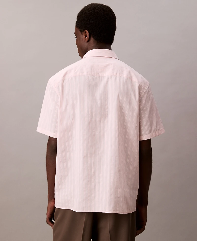 Calvin Klein Men's Cotton Striped Textured Short-Sleeve Shirt