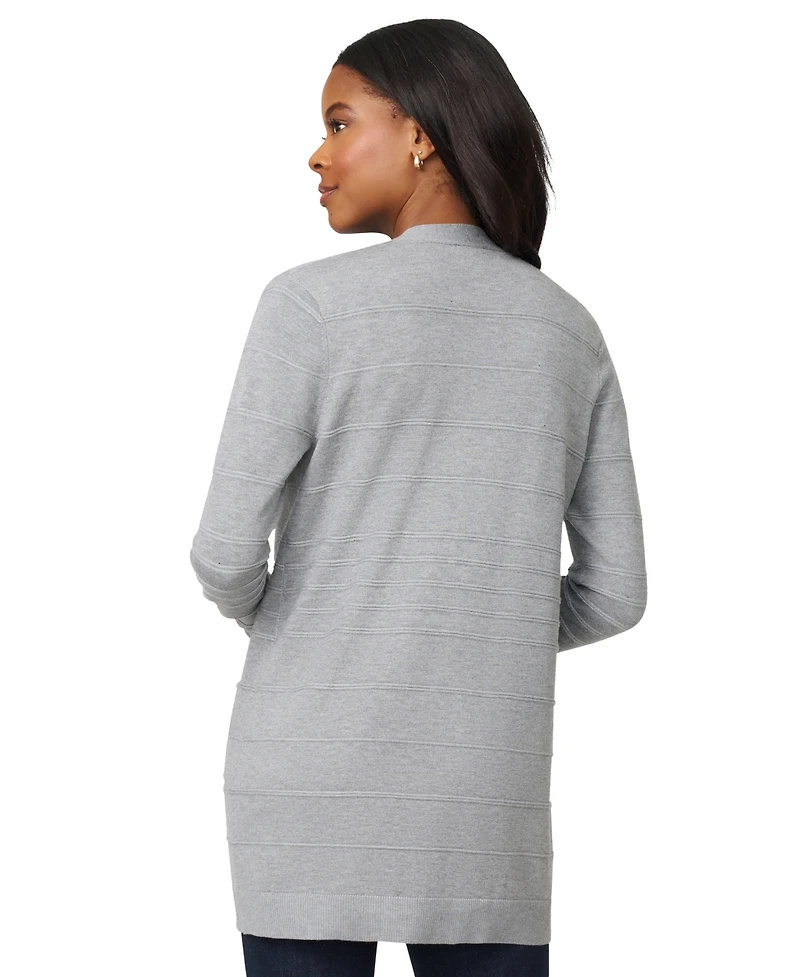 Melissa Paige Women's Ribbed Open-Front Long Cardigan