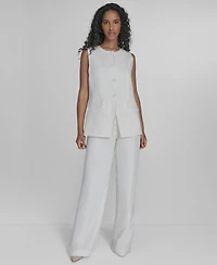 Calvin Klein Women's Linen-Blend Collarless Vest