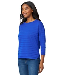 Melissa Paige Women's Ottoman-Rib Crewneck 3/4-Sleeve Sweater