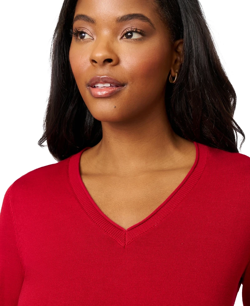 Melissa Paige Women's V-Neck Wide-Hem Wide-Cuff Sweater