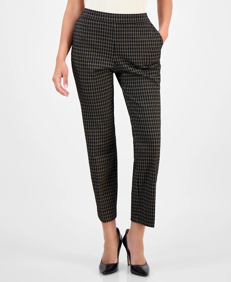 Ak Anne Klein Petite Mid-Rise Straight-Leg Ankle Pants
