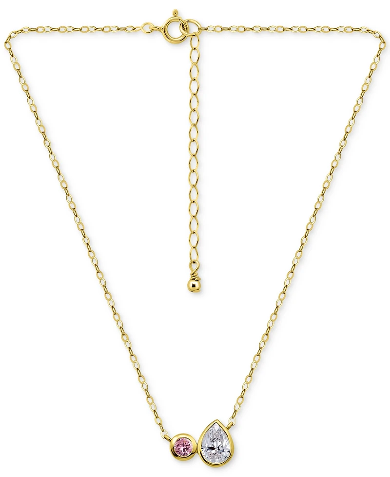 Giani Bernini Black & White Cubic Zirconia Round Pear Two Stone Pendant Necklace, 16" + 2" extender, Exclusively at Macy's