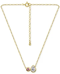 Giani Bernini Black & White Cubic Zirconia Round Pear Two Stone Pendant Necklace, 16" + 2" extender, Exclusively at Macy's