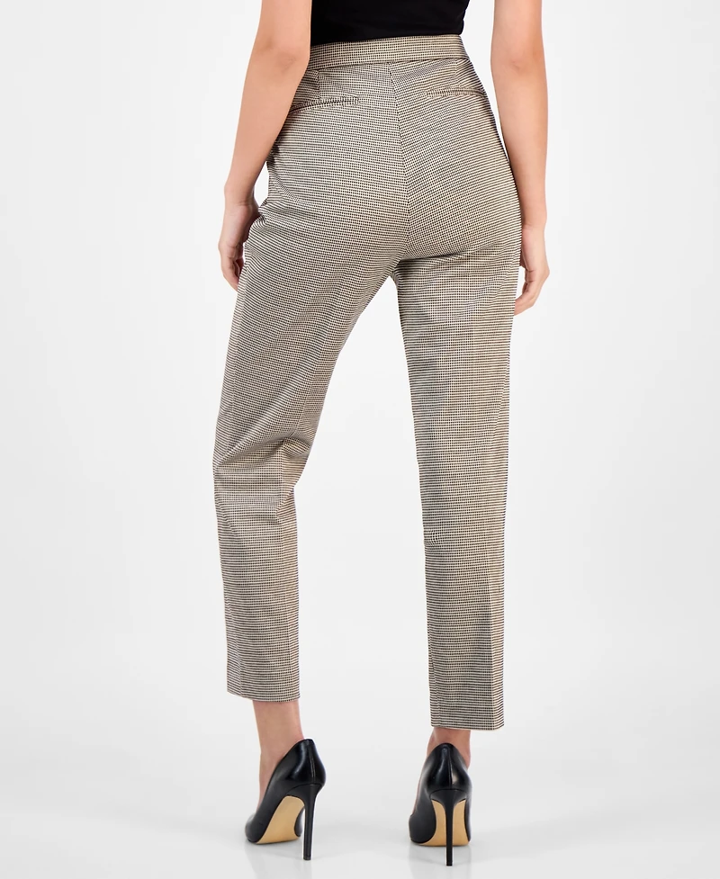Ak Anne Klein Petite Printed Mid-Rise Straight-Leg Pants