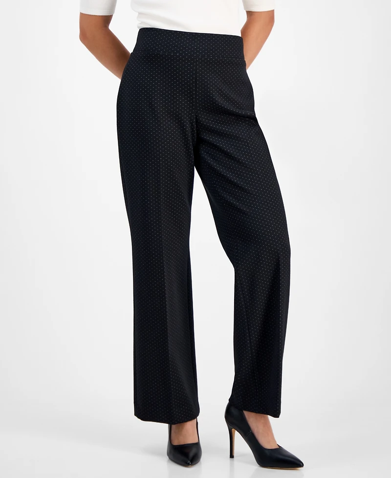Anne Klein Petite Dot-Print Pull-On Ponte Pants
