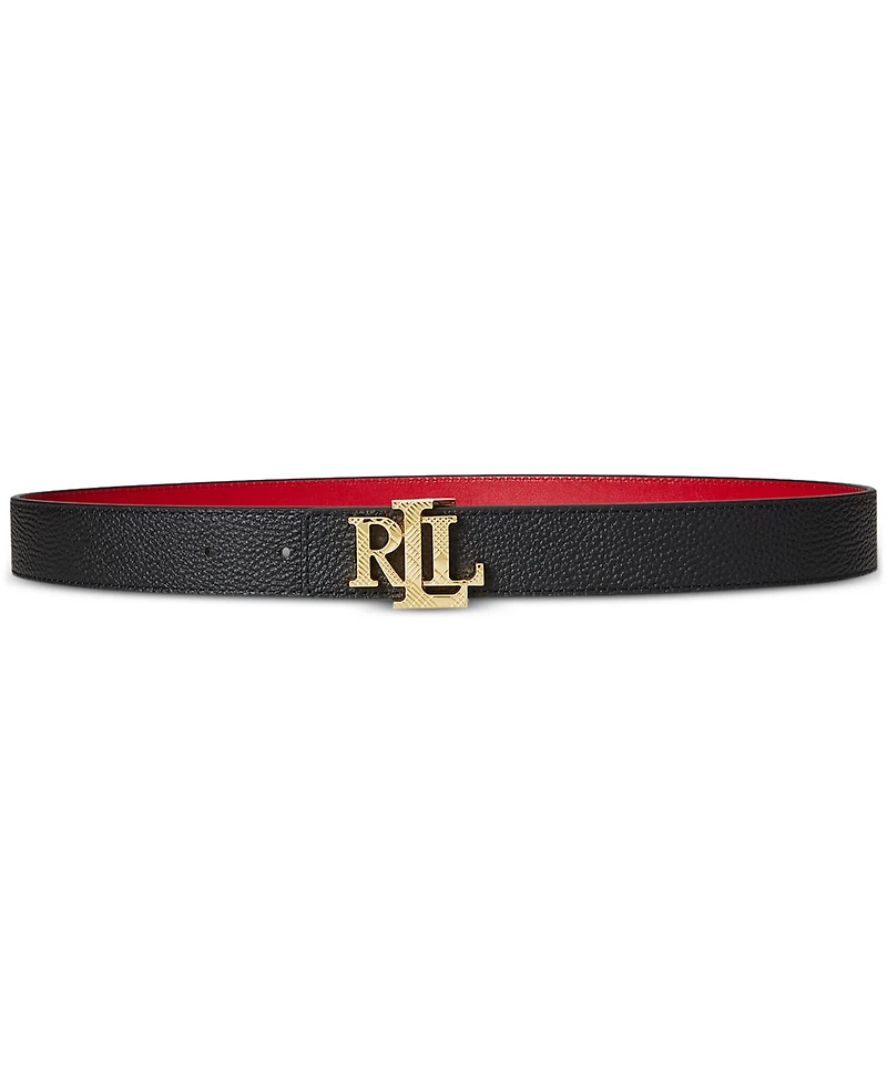 Lauren Ralph Lauren Logo Pebbled Leather Belt