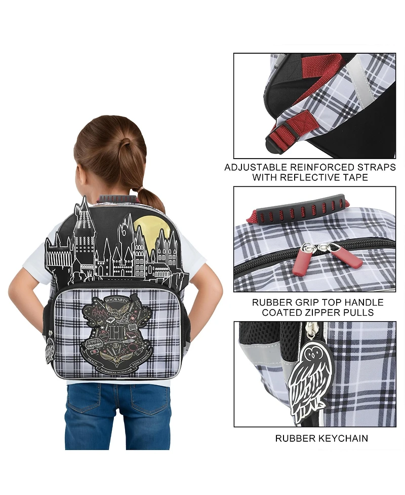 Harry Potter Hogwarts Tartan Crest 16" Kid's Backpack For School And Travel