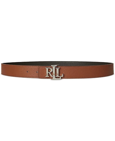 Lauren Ralph Logo Reversible Pebbled Leather Belt