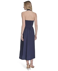 Vince Camuto Women's Cotton Buckle Halter-Neck Midi Dress