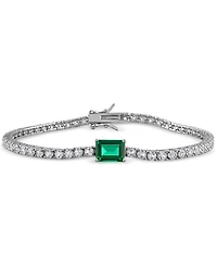 Lab-Created Emerald (1-1/2 ct. t.w.) & Lab-Created White Sapphire (5-1/5 ct. t.w.) Flex Bracelet in Sterling Silver