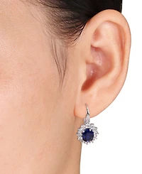 Lab-Created Gemstone & Diamond Accent Drop Earrings Sterling Silver