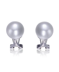 Sterling Silver White Gold Plating with Clear Cubic Zirconia & White Pearl Earrings