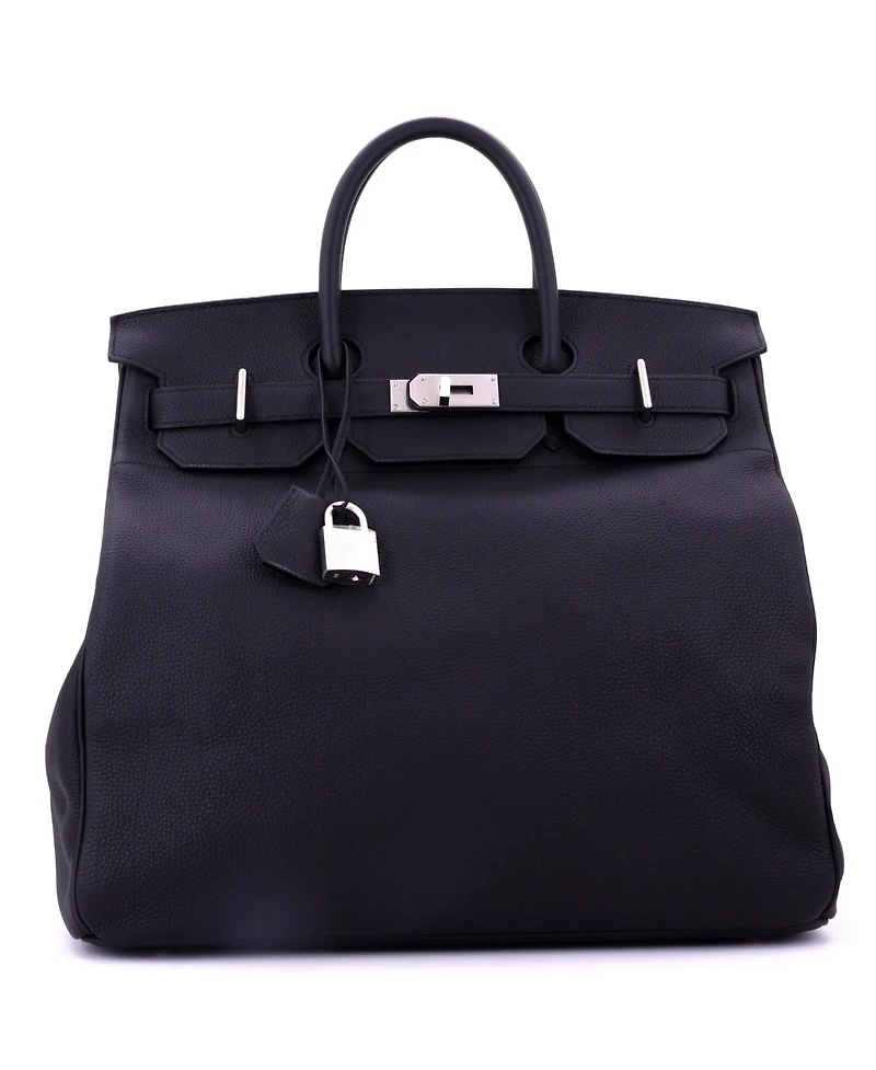 Pre-Owned Hermes Hac 40 Handbag Black Togo with Brushed Palladium Hardware