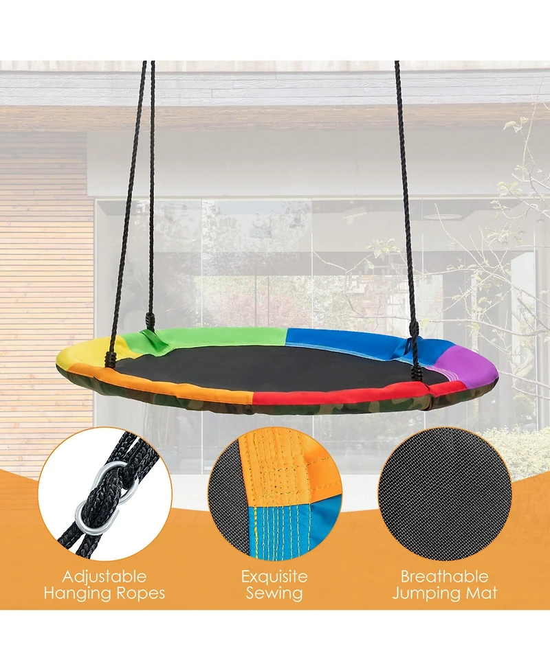 Gymax Boys Swing Frame Stand with 2 Swing Set Swing Sets for Backyard w/ Ground Stakes