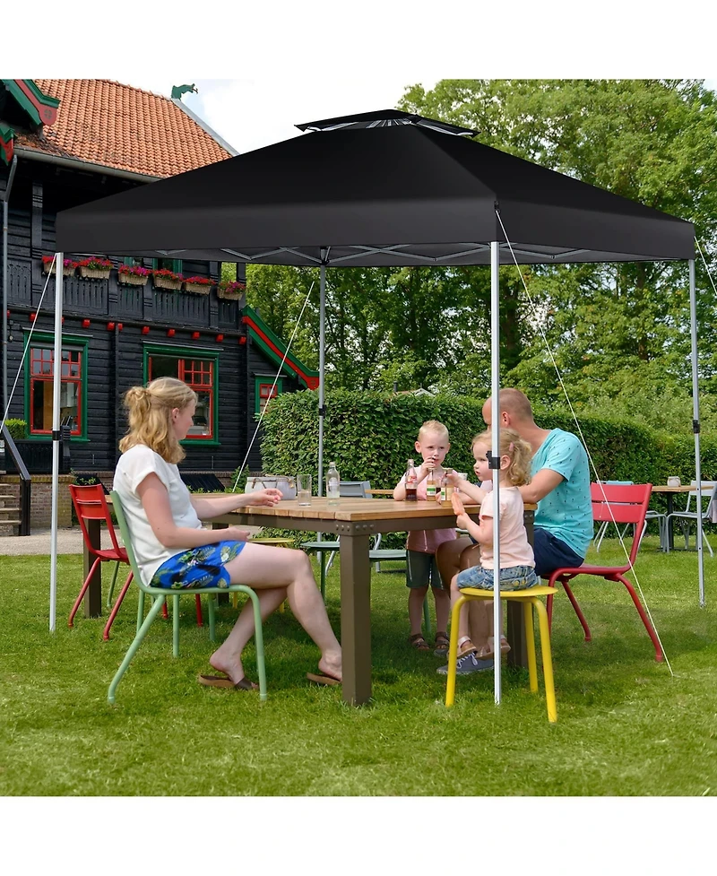 2-Tier 10 x 10 Feet Pop-up Canopy Tent with Wheeled Carry Bag