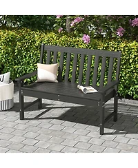 Gymax Garden Bench All-Weather Hdpe 2-Person Outdoor Bench for Front Porch Backyard