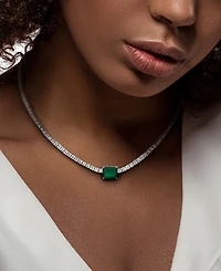 Lab-Created Gemstone (3 ct. t.w.) & Lab-Created White Sapphire (12-7/8 ct. t.w.) 17" Collar Necklace in Sterling Silver