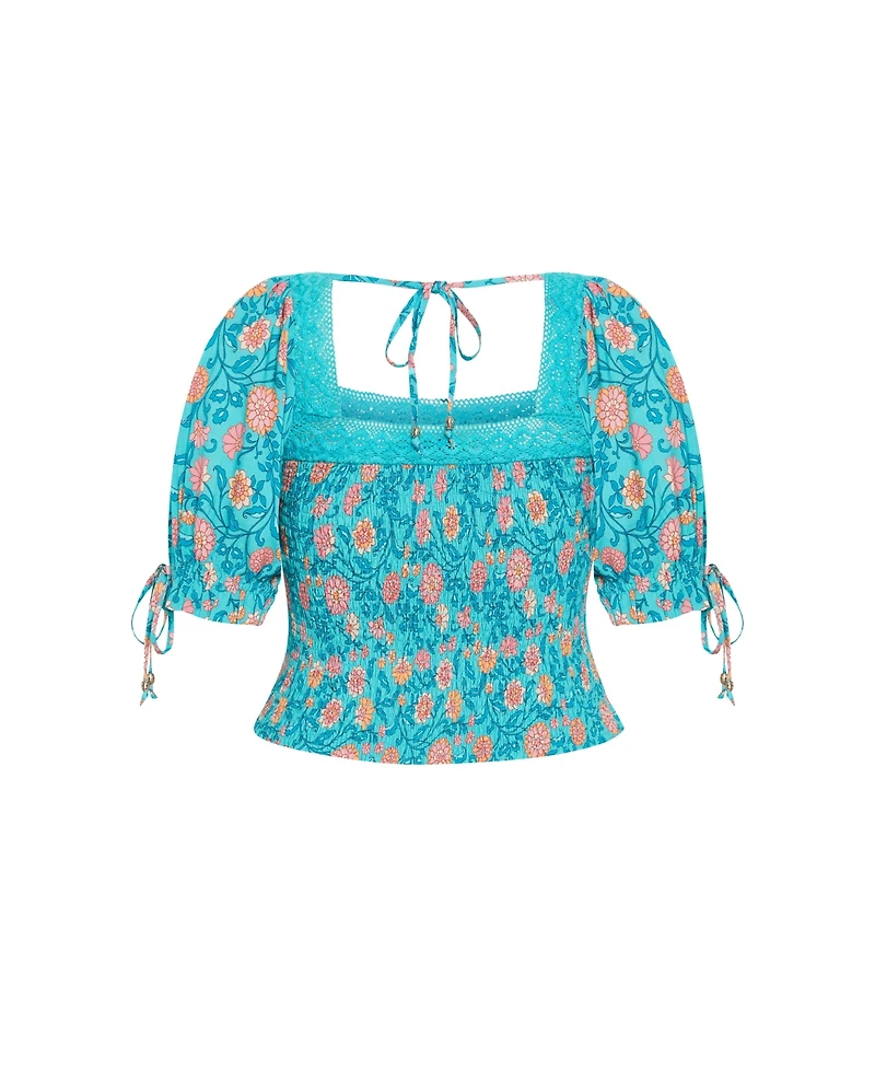 City Chic Plus Aurora Print Top