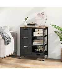 Rolling Kitchen Island Utility Storage Cart with 3 Large Drawers