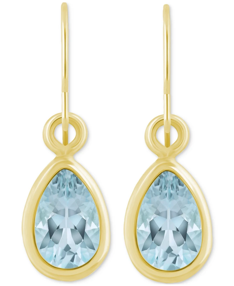 Amethyst Pear Bezel Drop Earrings (3/4 ct. t.w) 10k Gold (Also Additional Gemstones)