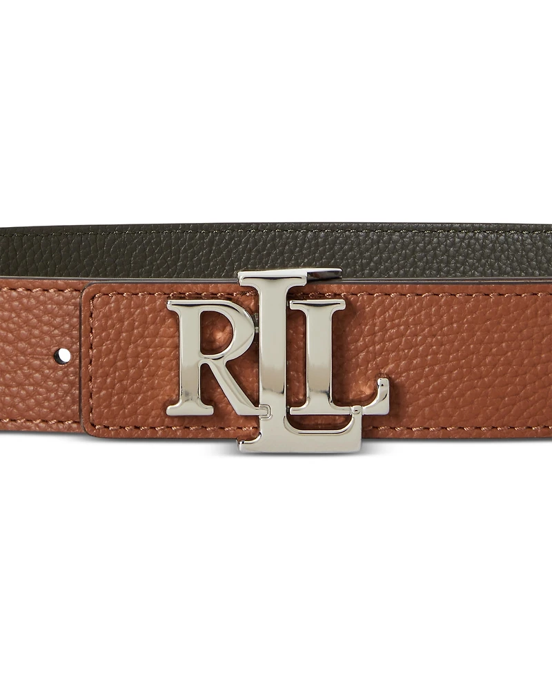 Lauren Ralph Logo Reversible Pebbled Leather Belt