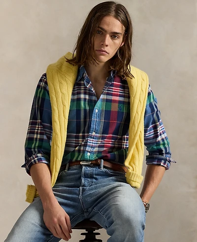 Polo Ralph Lauren Men's Custom-Fit Plaid Oxford Shirt