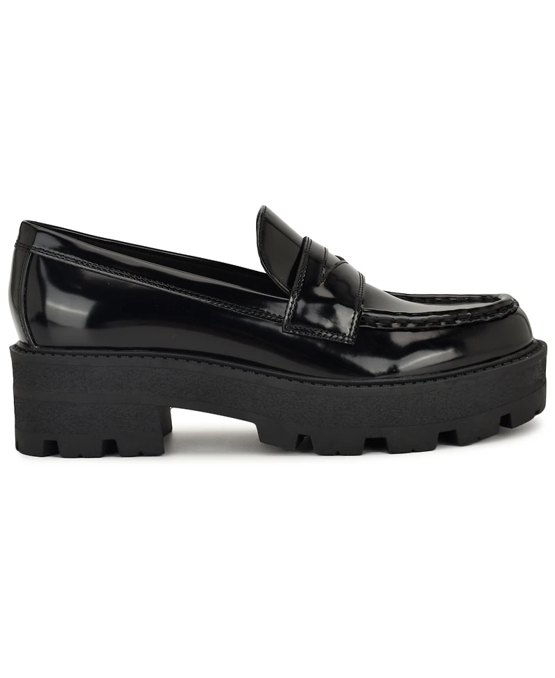 Nine West Women's Keram Chunky Lug Sole Penny Loafers