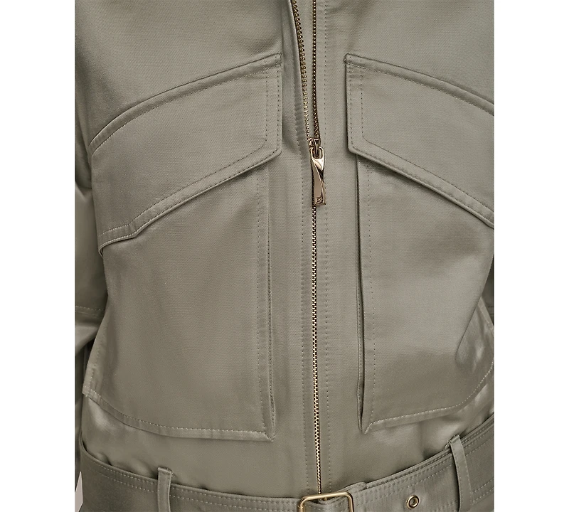 Donna Karan New York Women's Satin Zip-Front Belted Jacket