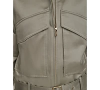 Donna Karan New York Women's Satin Zip-Front Belted Jacket