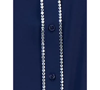 Jm Collection Women's Solid Embellished Button Blouse, Exclusively at Macy's