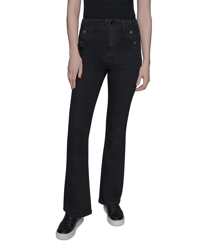 Karl Lagerfeld Paris Women's Sailor Flared-Leg Jeans