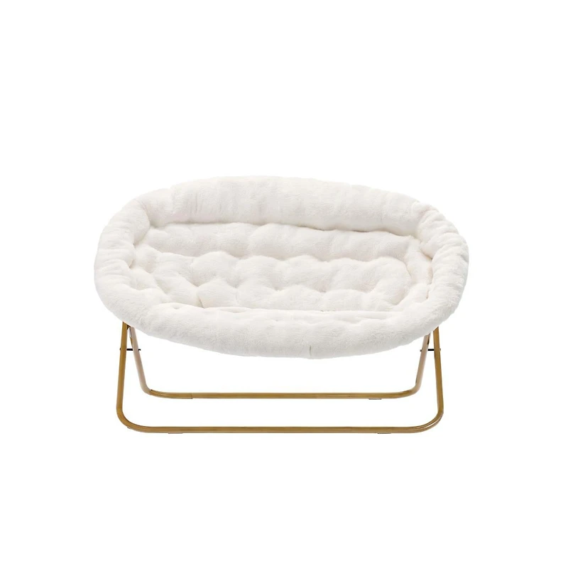 Janey Folding Double Saucer Chair With Steel Frame For Dorm, Living Room, Or Bedroom