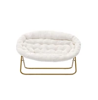 Janey Folding Double Saucer Chair With Steel Frame For Dorm, Living Room, Or Bedroom