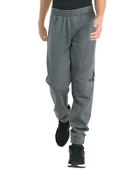 adidas Big Boys Elastic-Waistband Essential Logo Fleece Heather Jogger Pants